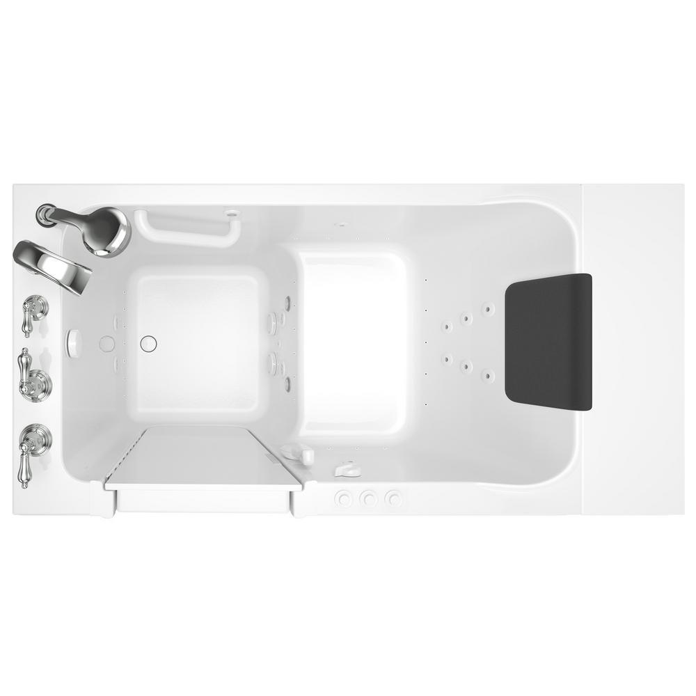 Acrylic Luxury 51 in. x 30 in. Left Hand Walk-In Whirlpool and Air Bathtub in White - Super Arbor