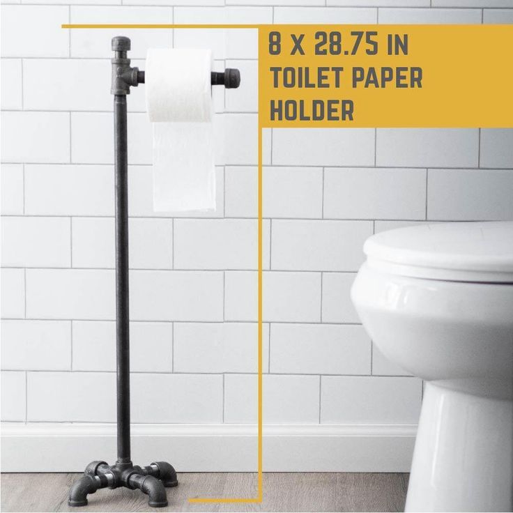 1/2 in. x 2.4 ft. L  Black Steel Pipe Freestanding Toilet Paper Holder Kit