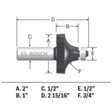 Bosch 3/4-in Carbide-Tipped Roundover Router Bit