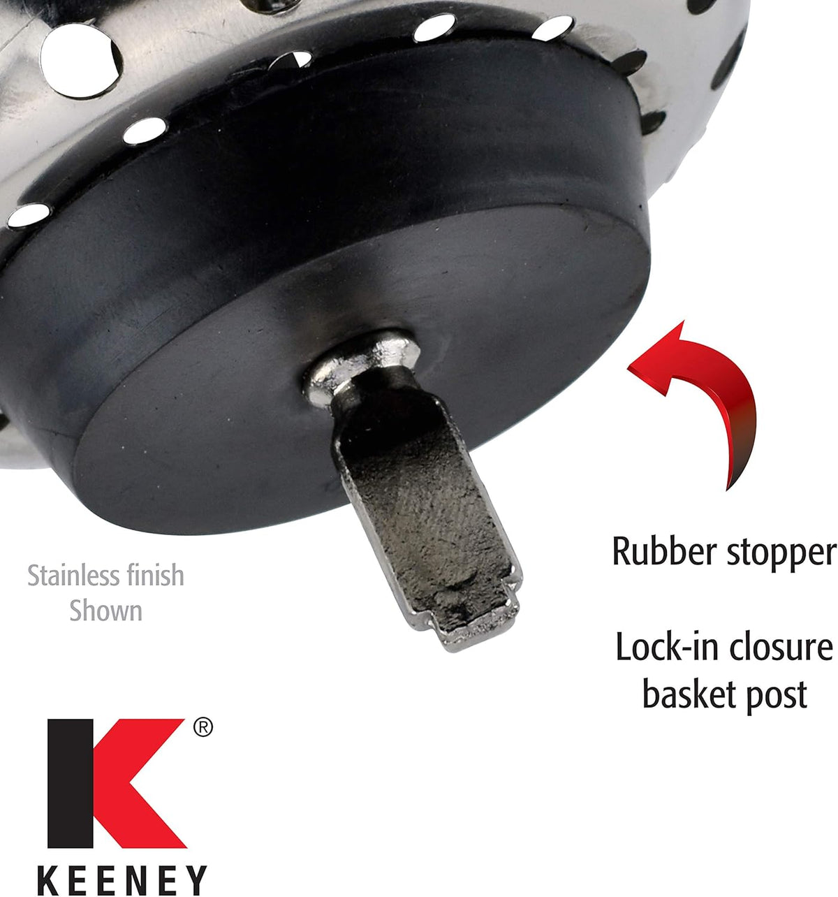 Keeney K22022 3.5-in Stainless Steel Rust-Resistant Sink Strainer Basket with Fixed Post
