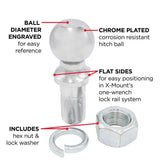 TowSmart 10,000 lb. Capacity 2 in. Ball x 1-1/4 in. Shank Diameter x 2-1/2 in. Shank Length Chrome Hitch Ball - Super Arbor