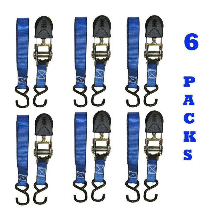 1 in. x 12 ft. Blue Webbing Ratchet Tie-Down Strap (6-Pack) - Super Arbor