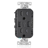 3.6A USB Dual Type A In-Wall Charger with 15 Amp Tamper-Resistant Outlets, Brown - Super Arbor
