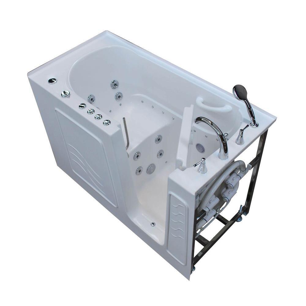 Nova Heated 5 ft. Walk-In Air and Whirlpool Jetted Tub in White with Chrome Trim - Super Arbor