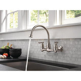 Corin 2-Handle Wall-Mount Kitchen Faucet in Stainless - Super Arbor