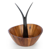 12 in. 250 fl. oz. Acacia Wood Fruit Bowl with Banana Stem