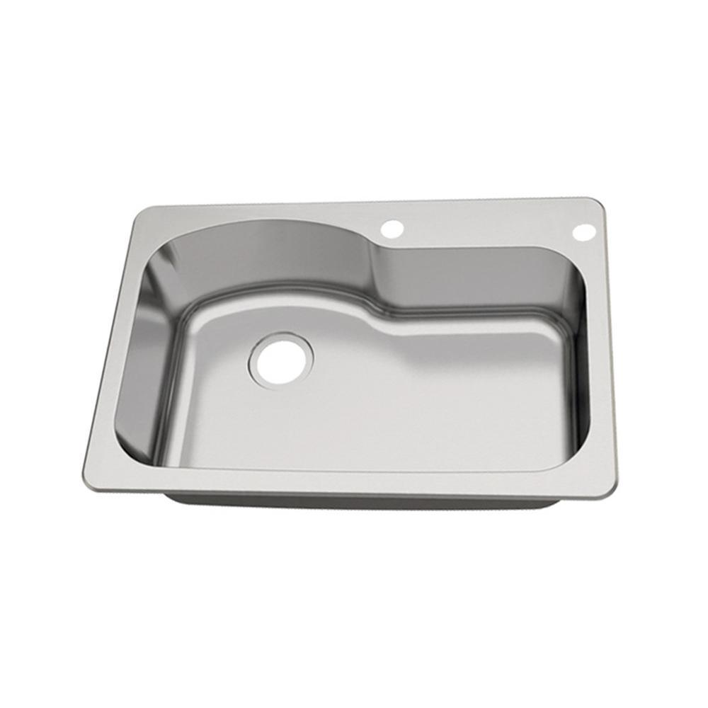 Dual Mount 18-Gauge Stainless Steel 33 in. 2-Hole Euro Style Single Bowl Kitchen Sink with Grid and Drain Assembly - Super Arbor