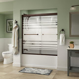 Everly 60 in. x 58-1/8 in. Traditional Semi-Frameless Sliding Bathtub Door in Bronze and 1/4 in. (6mm) Rain Glass - Super Arbor
