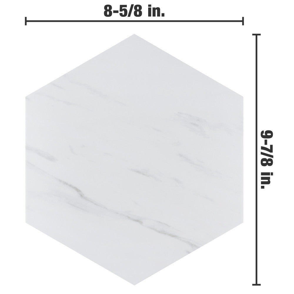 Merola Tile Eterno Carrara Hex 8-5/8 in. x 9-7/8 in. Porcelain Floor and Wall Tile (11.56 sq. ft. / case)