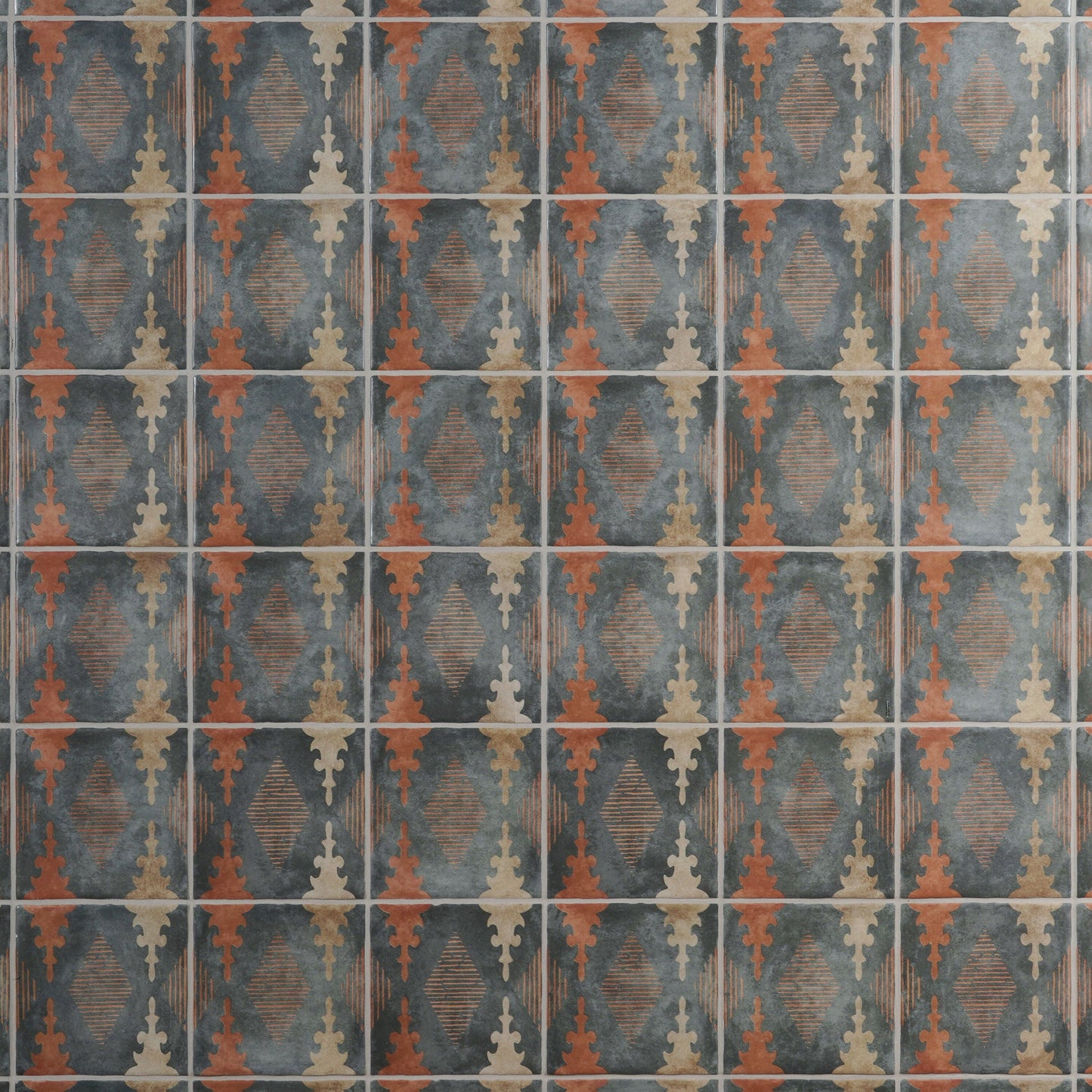Artmore Tile Paula Purroy Reverie Aztec Blue 5-in x 5-in Matte Ceramic Encaustic Wall Tile product image