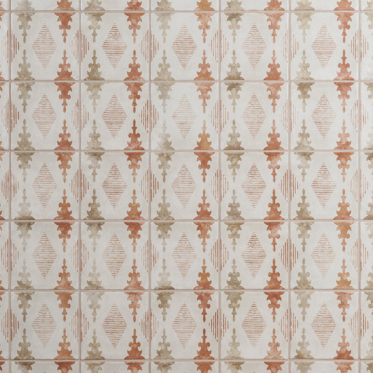 Artmore Tile Paula Purroy Reverie Aztec Terracotta 5-in x 5-in Matte Ceramic Encaustic Wall Tile product image