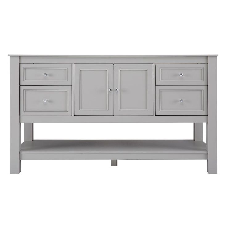 Gazette 60 in. W Bath Vanity Cabinet Only in Grey for Center Bowl Design