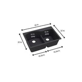 Quartz Classic Drop-In Composite 33 in. Rounded Offset Double Bowl Kitchen Sink in Black