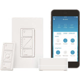 Caseta Wireless Smart Lighting Start Kit with Pico Remote and 2-Dimmer Switches and Google Home Mini, Chalk - Super Arbor