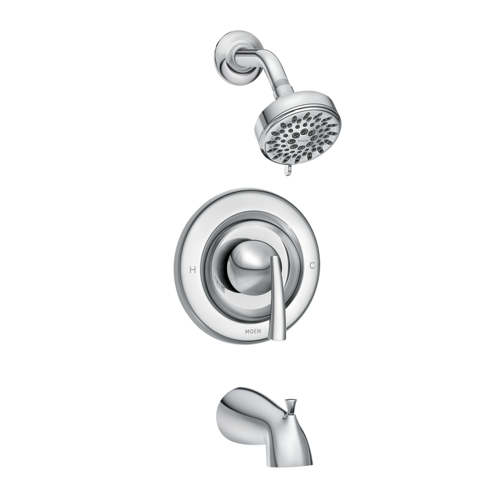 Moen Essie Single-Handle 5-Spray Tub and Shower Faucet with Valve, Chrome (Valve Included)