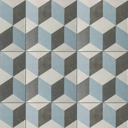 The Tile Life Prism Gray 9-in x 9-in Matte Porcelain Encaustic Floor and Wall Tile product image