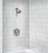 Moen Caldwell Mediterranean Bronze 1-Handle Shower Faucet with Valve, 2.0 GPM, 5-in Showerhead