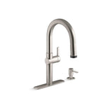 Rune Single-Handle Pull-Down Sprayer Kitchen Faucet in Matte Black - Super Arbor