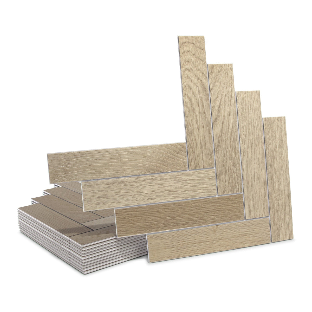 SUNWINGS Peel and Stick Warm Oak 10-in x 11-in Matte Composite Wood look Herringbone Peel and stick Mosaic Wall Tile product image