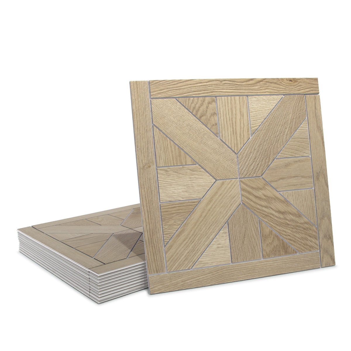 SUNWINGS Pinwheel Warm Oak 12-in x 12-in Matte Composite Wood look Peel and stick Mosaic Floor and Wall Tile product image