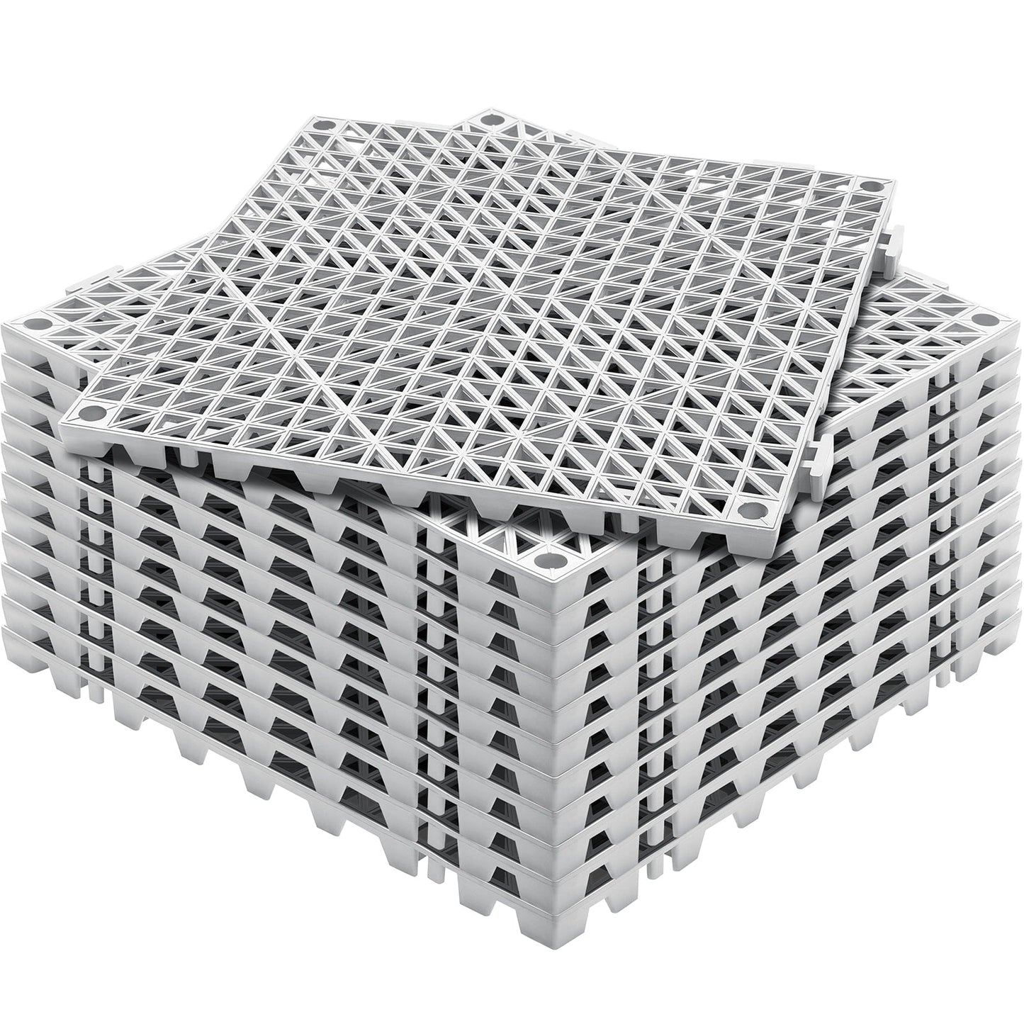 LUXEYARD Modular Interlocking Cushion 12 Pack 12in x 12in Splicing Drainage Mats PVC Interlocking Drainage Floor Tiles Non-Slip Drainage Holes for Restroom Bathroom Kitchen Pool Wet Areas Gray product image