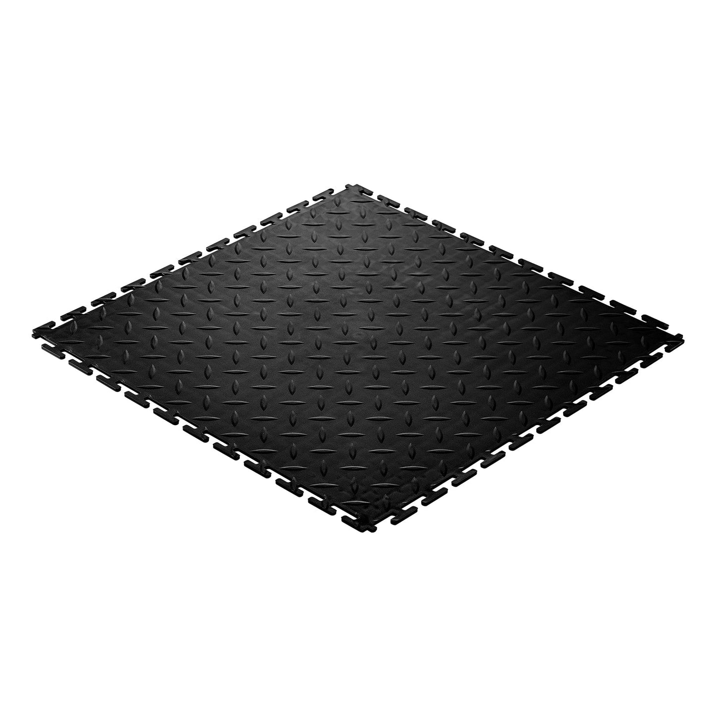 LUXEYARD Garage Floor Tiles Interlocking 8 Pack 20.2 x 20.2 x 0.2 in Interlocking Modular Garage Flooring Tiles Diamond Plate Slip-Resistant PVC Mats for Workshop Warehouse Tool Room Black product image