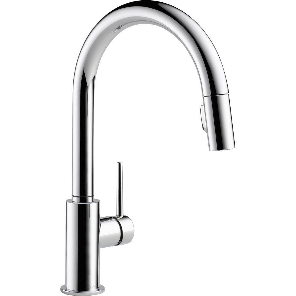 Trinsic Single-Handle Pull-Down Sprayer Kitchen Faucet with Touch2O Technology in Matte Black - Super Arbor