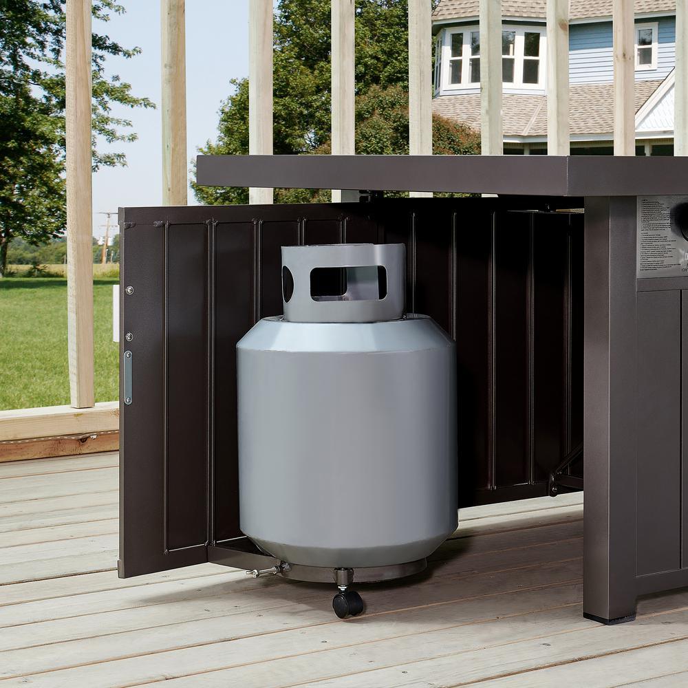 Belize 51 in. W x 25 in. H Rectangle Aluminum Liquid Propane Fire Pit in Dark Brown