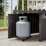 Belize 51 in. W x 25 in. H Rectangle Aluminum Liquid Propane Fire Pit in Dark Brown