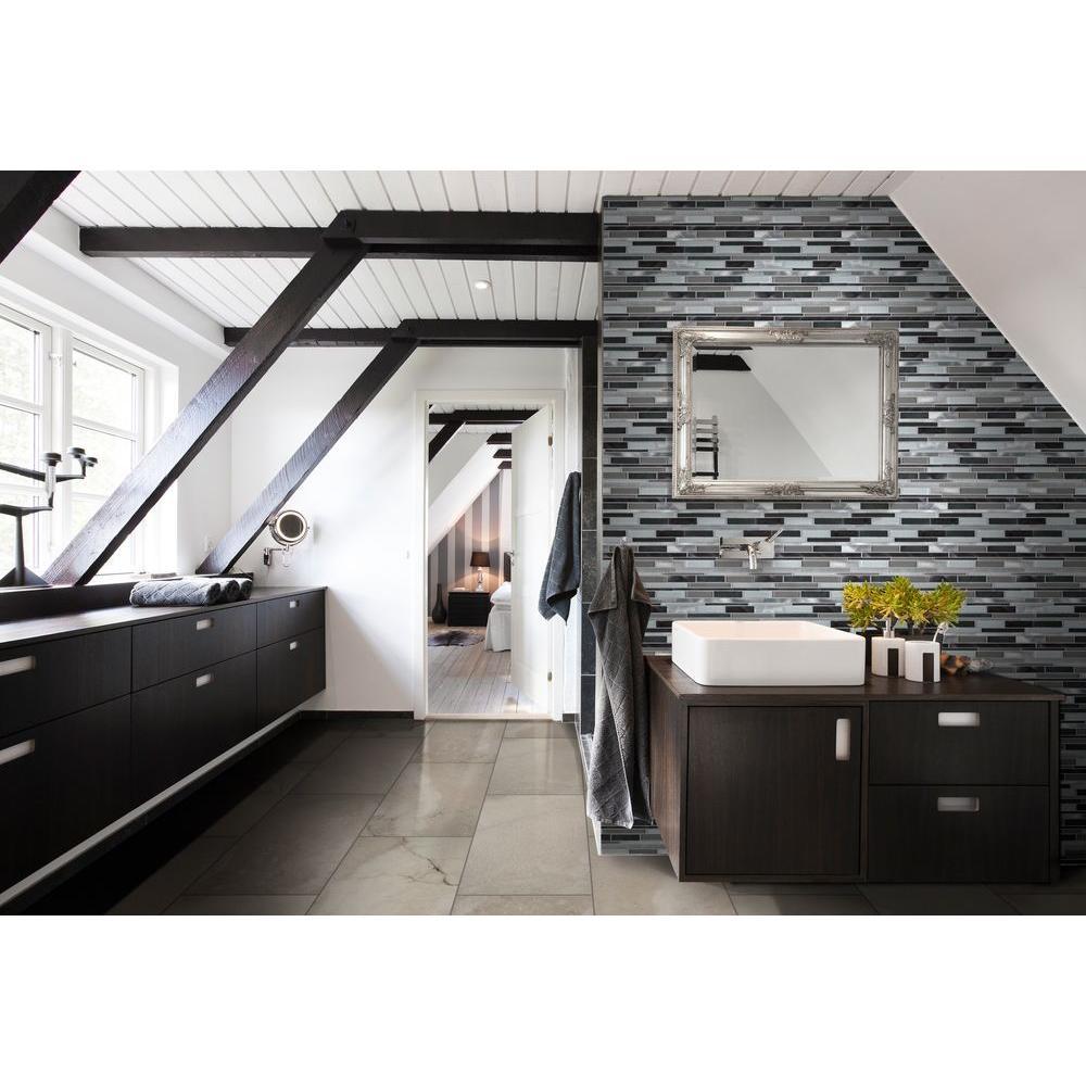 MSI 12 in. x 12 in. x 8mm Cityscape Interlocking Glass and Metal Mesh-Mounted Mosaic Wall Tile (10 sq. ft./case)