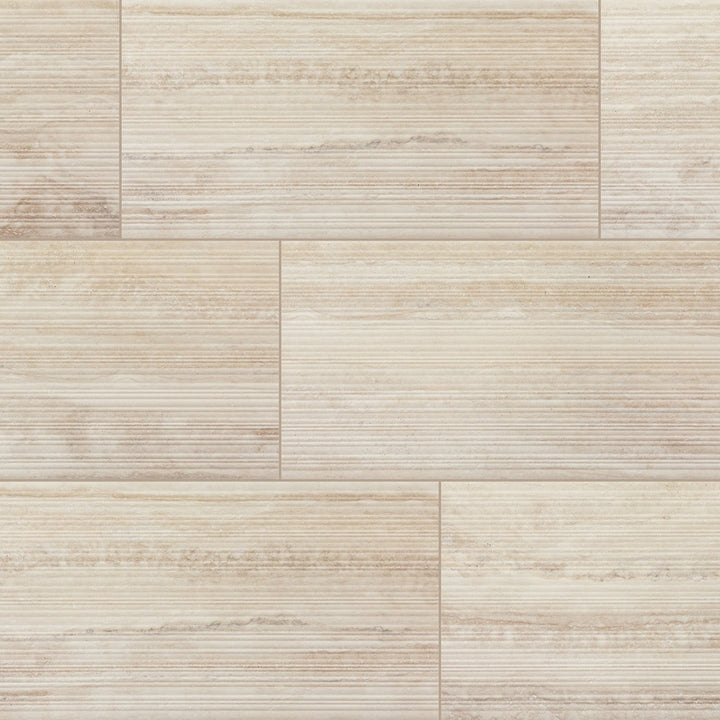 Daltile Calligo Almond 12-in x 24-in Matte Ceramic Fluted Wall Tile product image