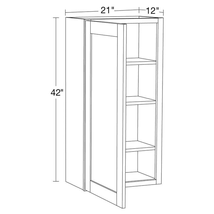 Home Decorators Collection Washington Veiled Gray Plywood Shaker Assembled Wall Kitchen Cabinet Soft Close Left 21 in W x 12 in D x 42 in H