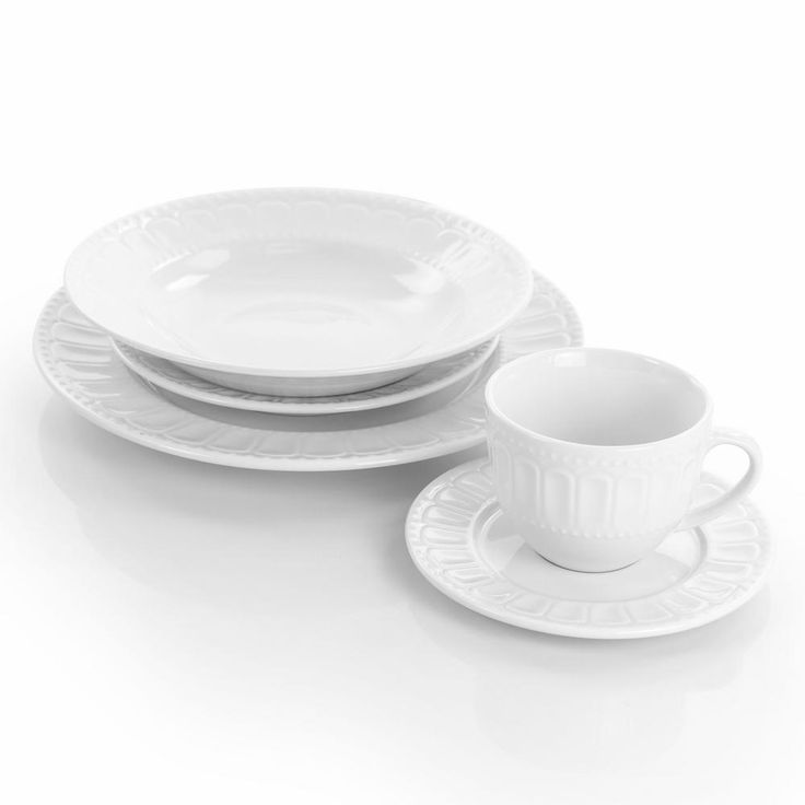 20-Piece Charlotte White Porcelain Dinnerware Set (Service for 4)