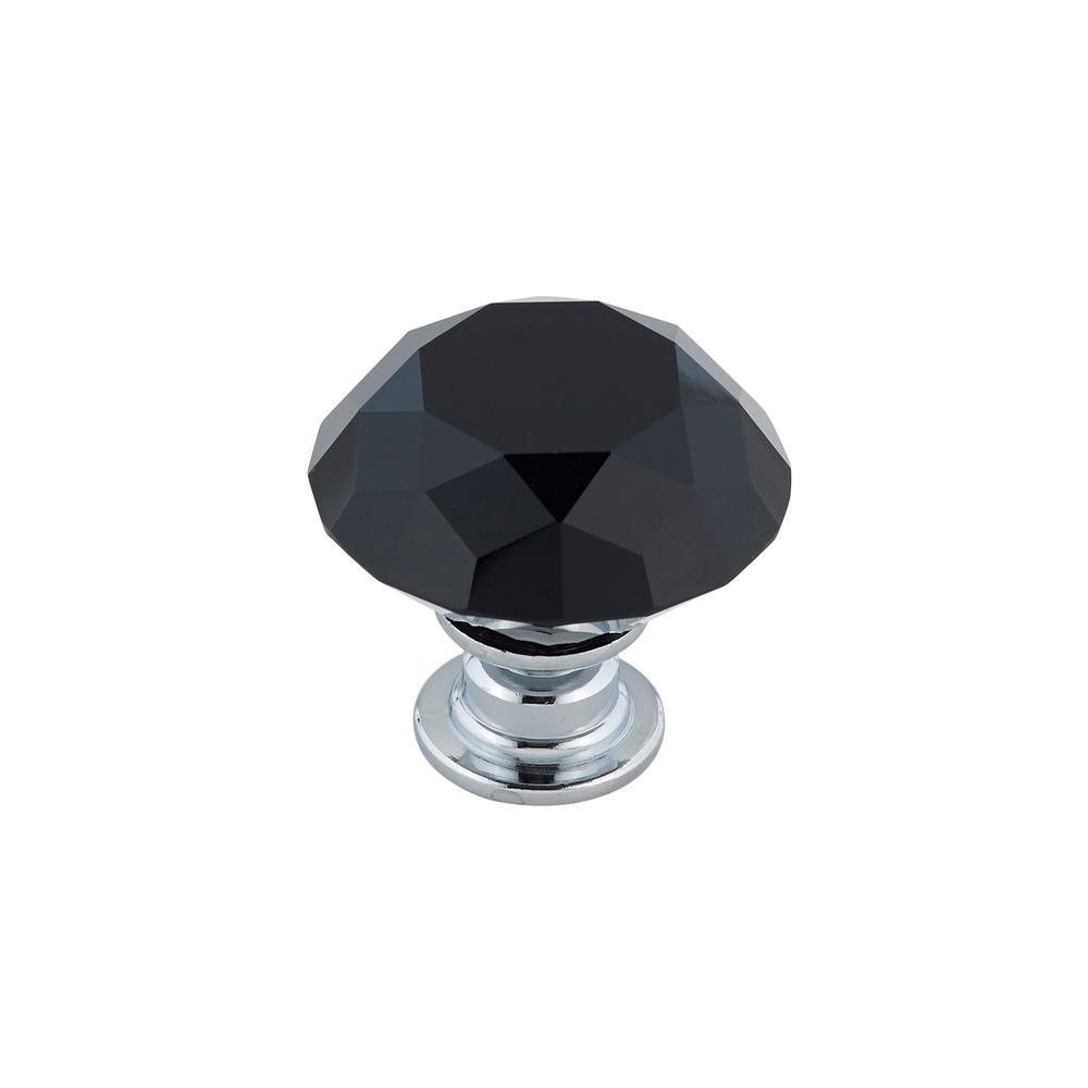 1-3/16 in. (30 mm) Clear, Chrome Contemporary Metal, Crystal and Glass Cabinet Knob - Super Arbor