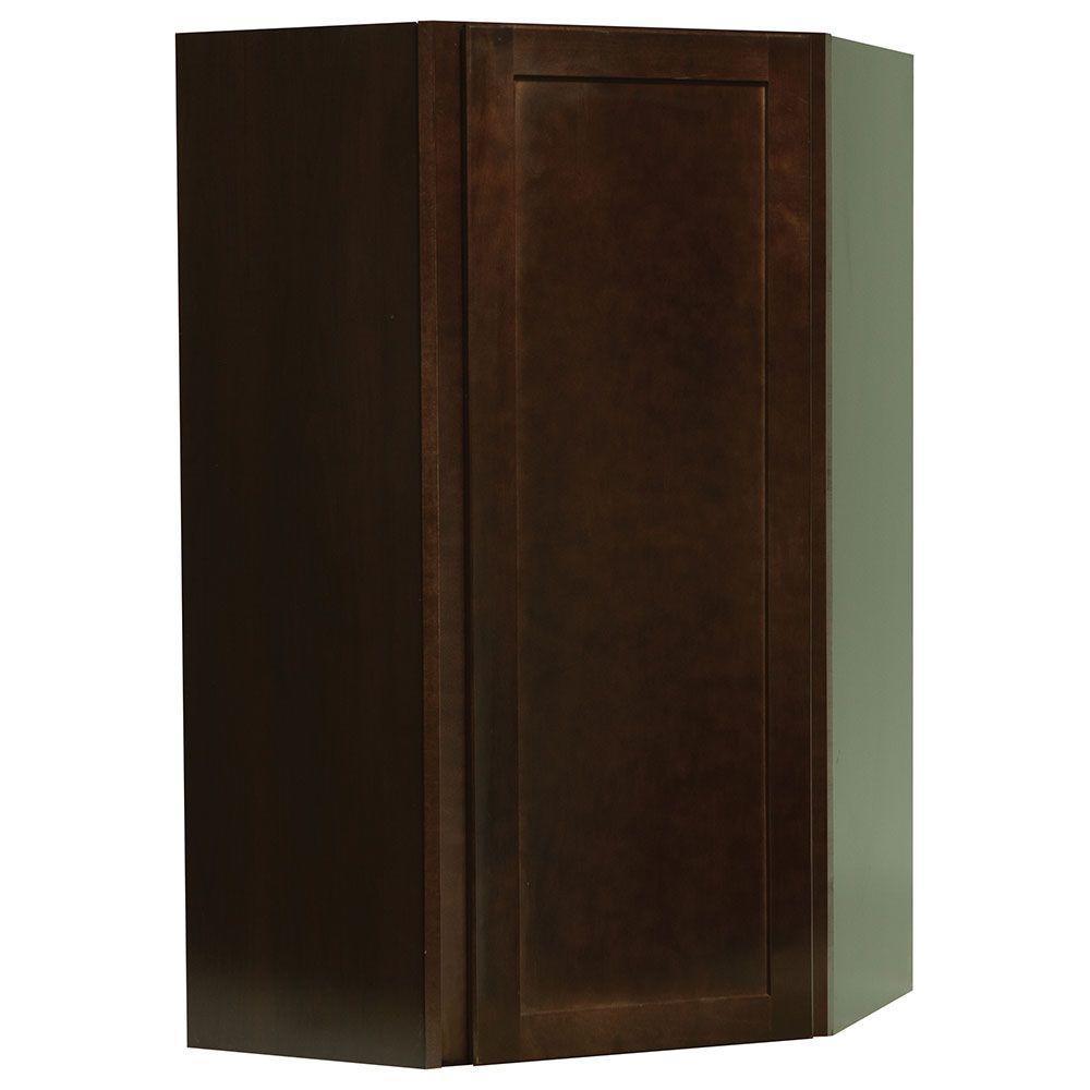 Shaker Assembled 24x30x12 in. Diagonal Corner Wall Kitchen Cabinet in Satin White