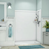 Royale 36 in. x 60 in. x 80 in. 11-Piece Easy Up Adhesive Alcove Bathtub/Shower Wall Surround in Calacatta White - Super Arbor