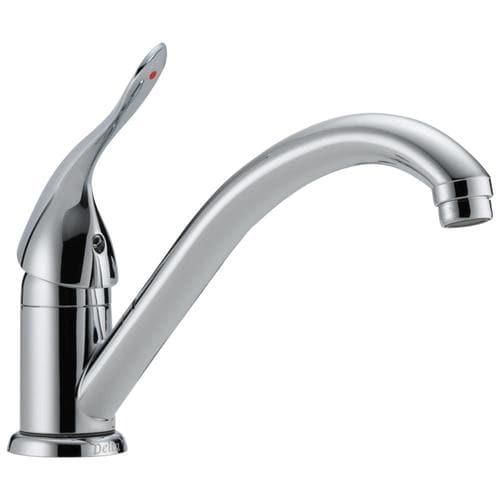 Delta Classic Chrome 1-Handle Deck-Mount Low-Arc Handle Kitchen Faucet (Deck Plate Included)