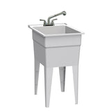 18 in. x 24 in. Polypropylene Granite Laundry Sink with 2 Hdl Non Metallic Pullout Faucet and Installation Kit - Super Arbor