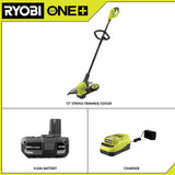 RYOBI ONE+ 18V Lithium-Ion Cordless 13" String Trimmer/Edger Kit with 4.0 Ah Battery and Charger