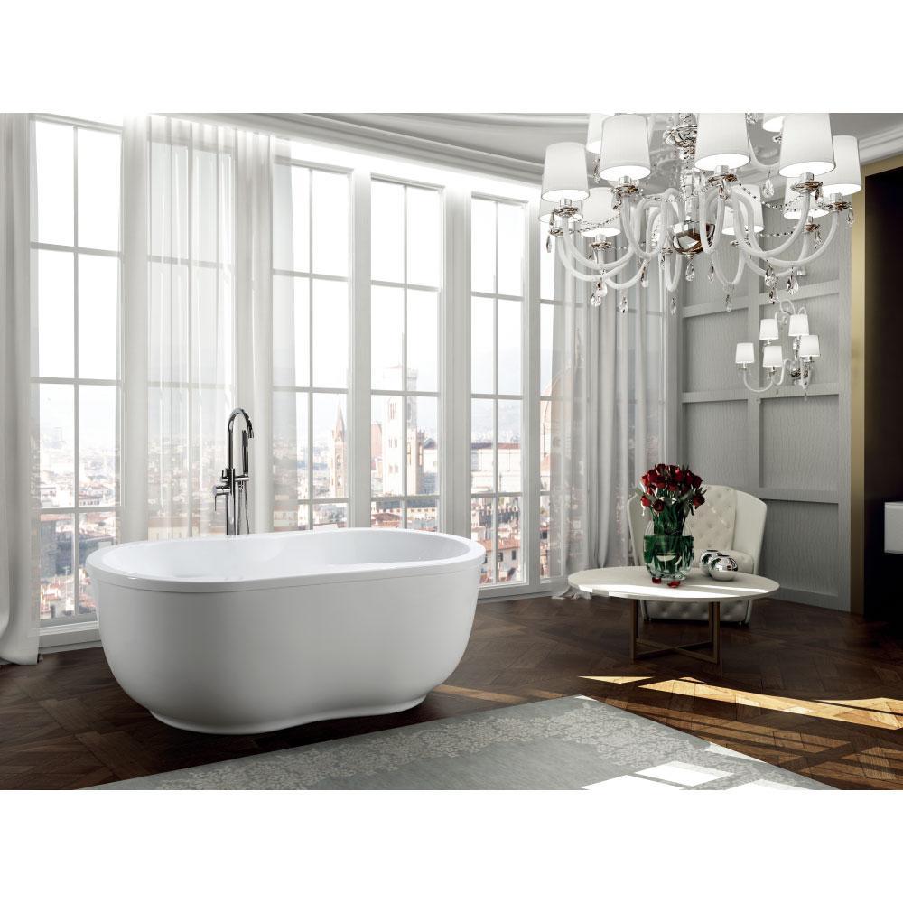 Brescia 65.04 in. Acrylic Flatbottom Non-Whirlpool Freestanding Bathtub in Glossy White - Super Arbor