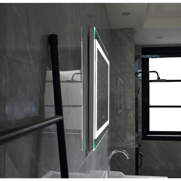 39 in x 28 in White LED Lighted Rectangle Bathroom Vanity Mirror With Touch Sensor