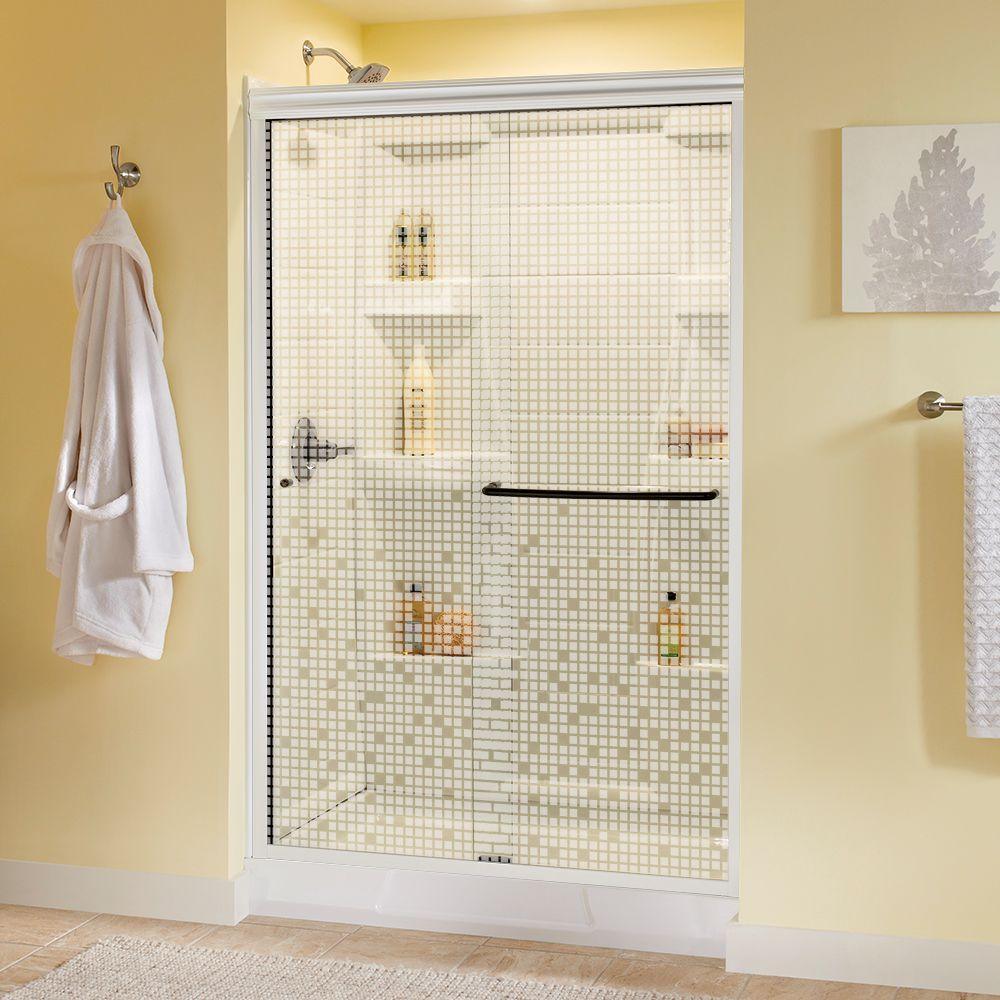 Simplicity 48 in. x 70 in. Semi-Frameless Traditional Sliding Shower Door in Bronze with Clear Glass - Super Arbor