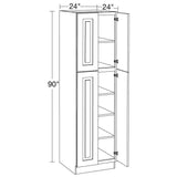 Home Decorators Collection Grayson 24 in. W x 24 in. D x 90 in. H Assembled Plywood Pantry Kitchen Cabinet in Pacific White with Soft Close