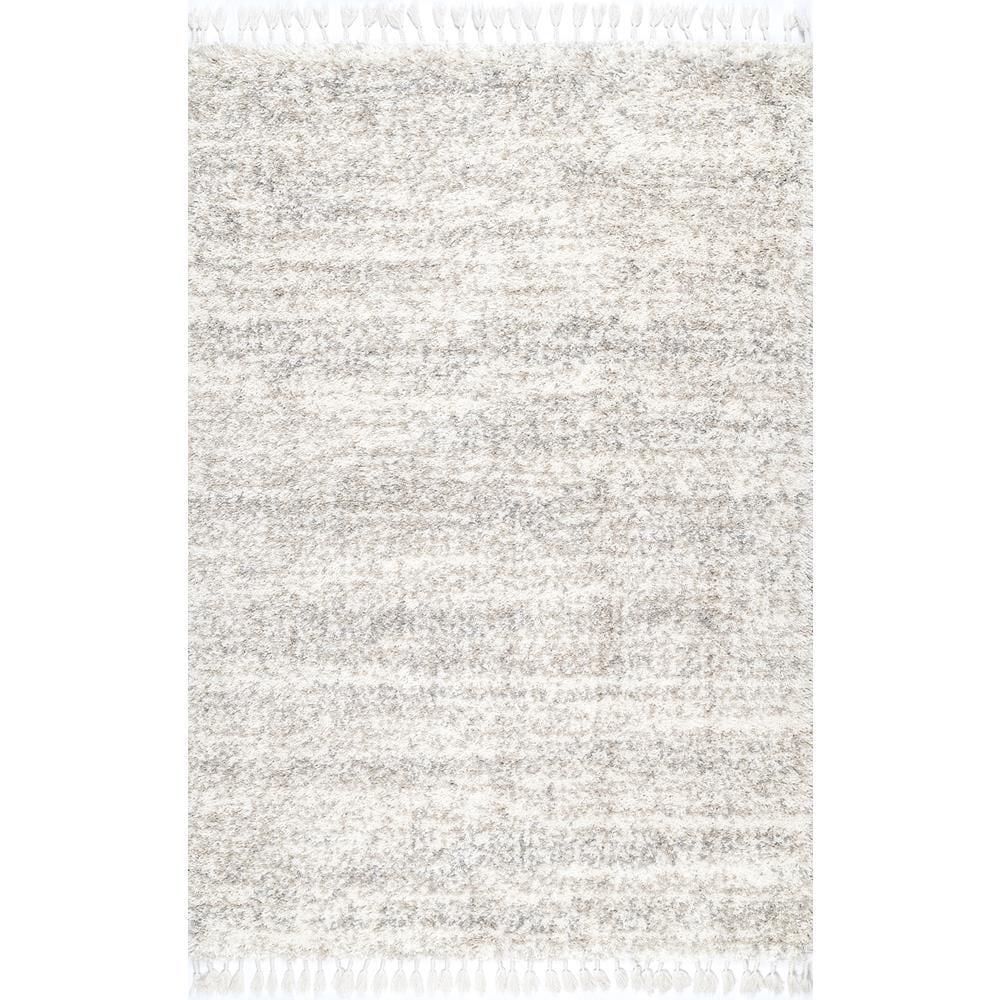 Contemporary Brooke Ivory 9 ft. x 12 ft. Shag Area Rug - Super Arbor