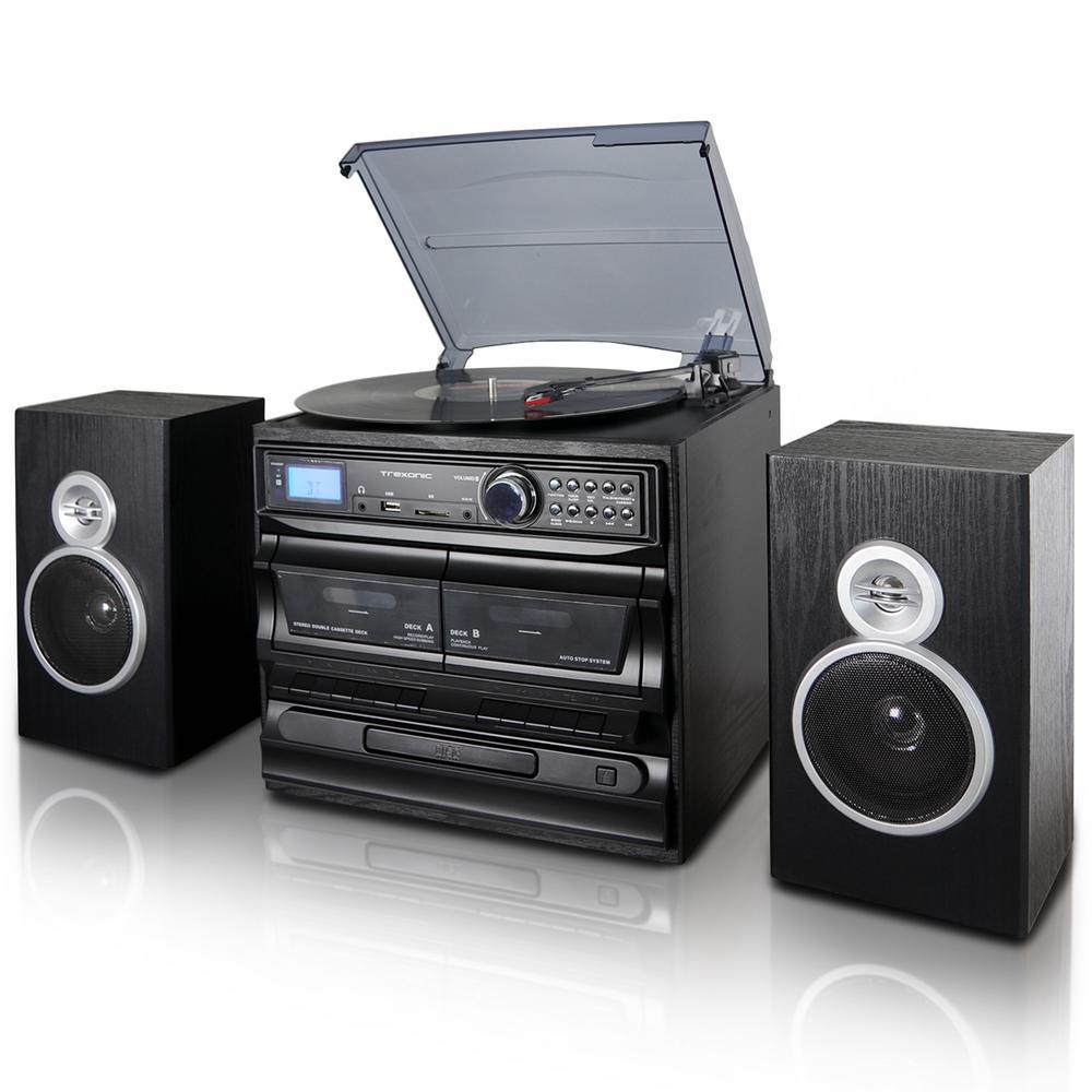 3-Speed Turntable with Wired Shelf Speakers - Super Arbor