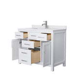 Beckett 42 in. W x 22 in. D Single Vanity in White with Cultured Marble Vanity Top in White with White Basin - Super Arbor