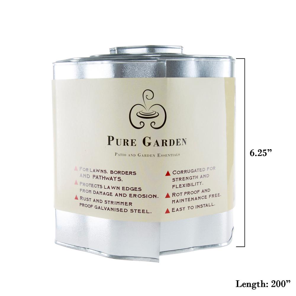 Pure Garden 6.25 in. x 16 ft. Galvanized Steel Lawn Edging Landscape Border - Super Arbor
