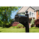 Franklin Medium, Steel, Post Mount Mailbox, Black w/Satin Nickel - Super Arbor