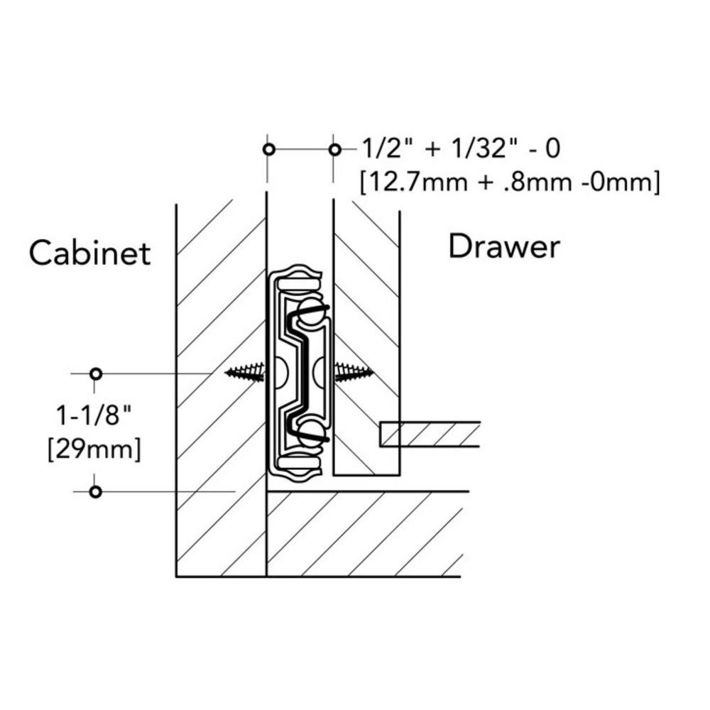 18 in. Full Extension Ball Bearing Side Mount Drawer Slide Set with Rear Bracket (4-Pair) - Super Arbor