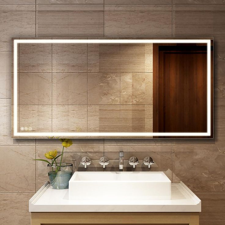 72 in. x 36 in. LED Lighted Single Frameless Bathroom Mirror